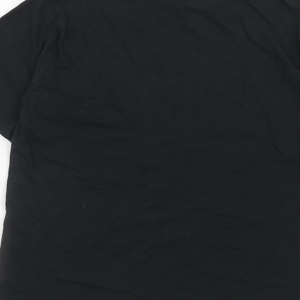 Zara Womens Black Cotton Basic T-Shirt Size L Round Neck