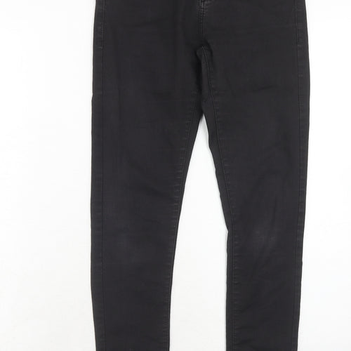 Topshop Womens Black Cotton Skinny Jeans Size 26 in L30 in Regular Zip