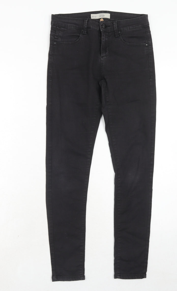 Topshop Womens Black Cotton Skinny Jeans Size 26 in L30 in Regular Zip
