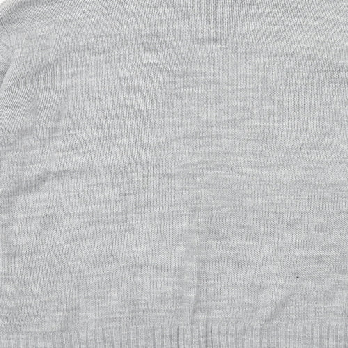H&M Womens Grey Round Neck Acrylic Pullover Jumper Size M - HO HO HO Revisable Sequin