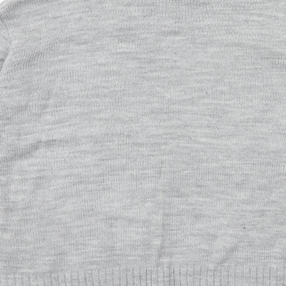 H&M Womens Grey Round Neck Acrylic Pullover Jumper Size M - HO HO HO Revisable Sequin