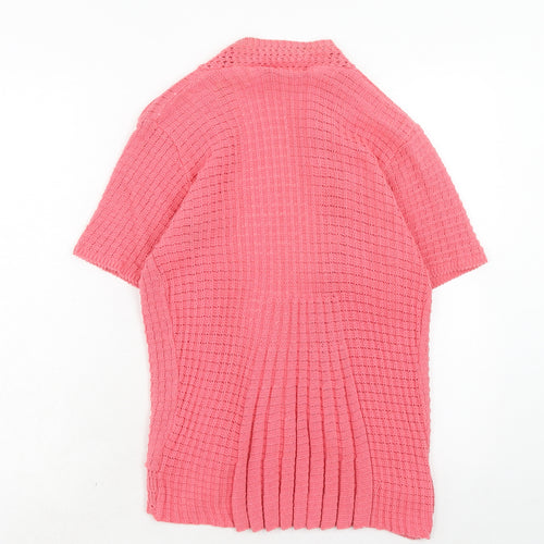 Pure & Natural Womens Pink V-Neck Cotton Cardigan Jumper Size S - Size S-M