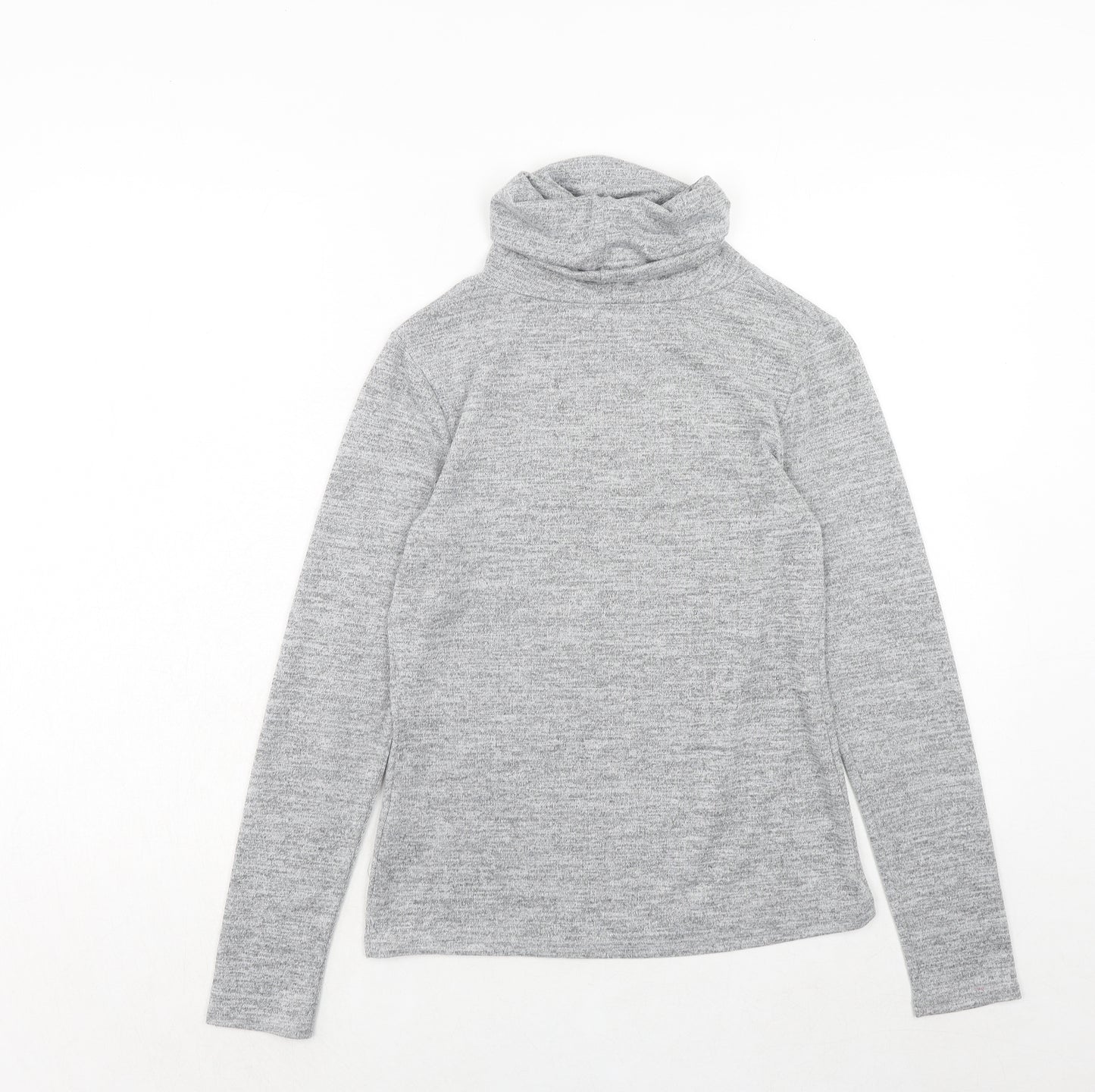 New Look Womens Grey Polyester Basic T-Shirt Size 8 Roll Neck