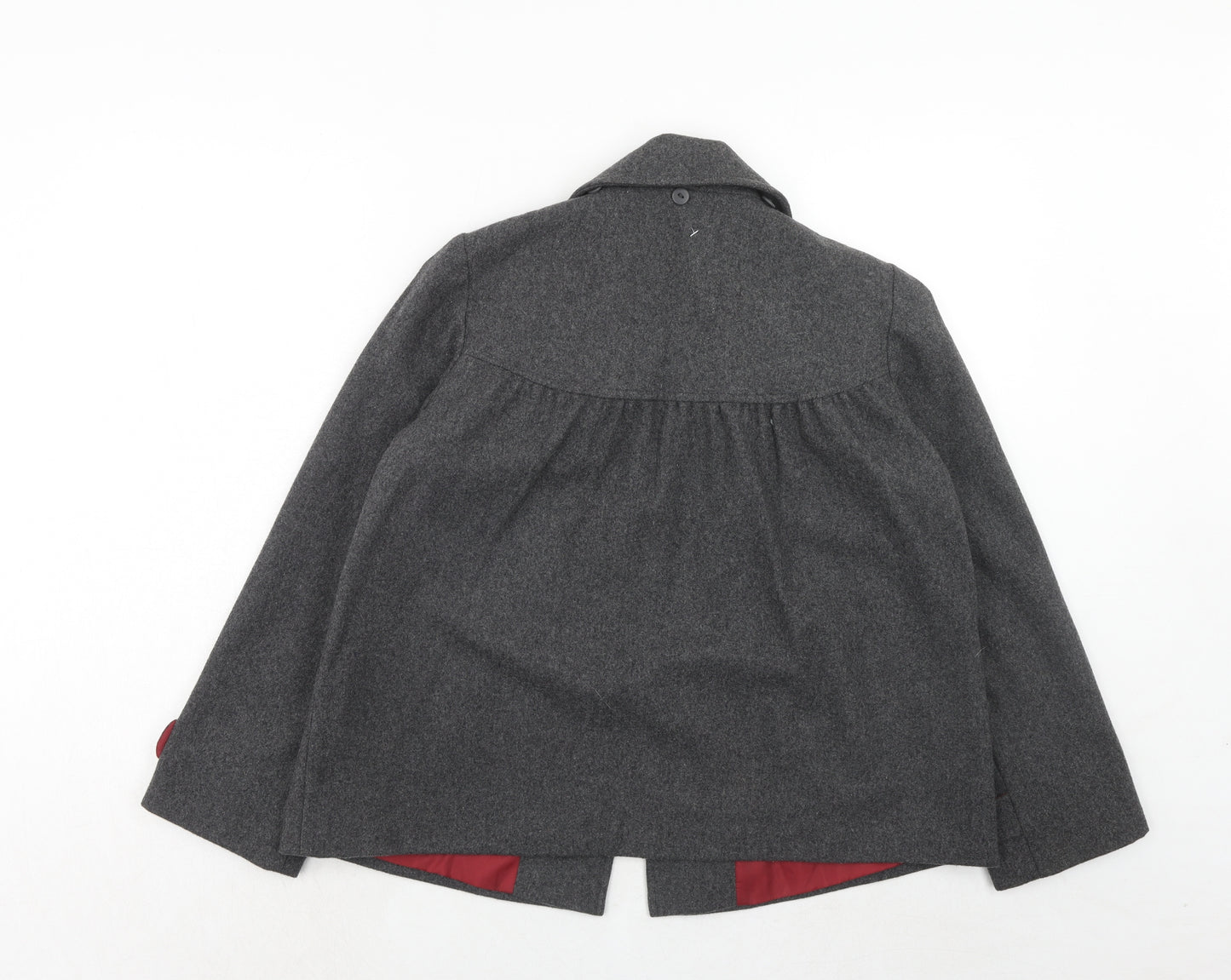 NEXT Girls Grey Basic Coat Coat Size 13-14 Years Button