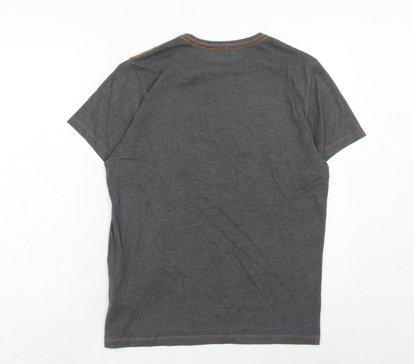 Blend Mens Grey Cotton T-Shirt Size L Crew Neck