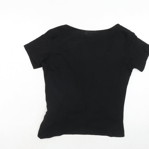 Alex & Co. Womens Black Viscose Basic Blouse Size 16 Round Neck