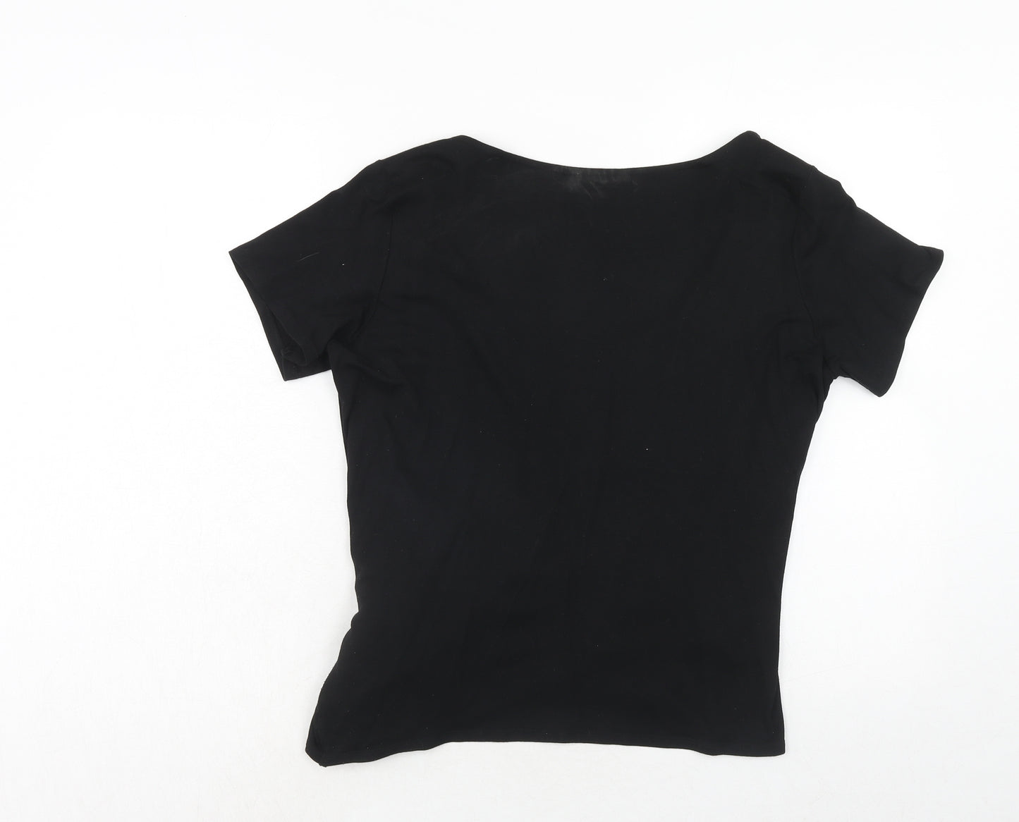 Alex & Co. Womens Black Viscose Basic Blouse Size 16 Round Neck