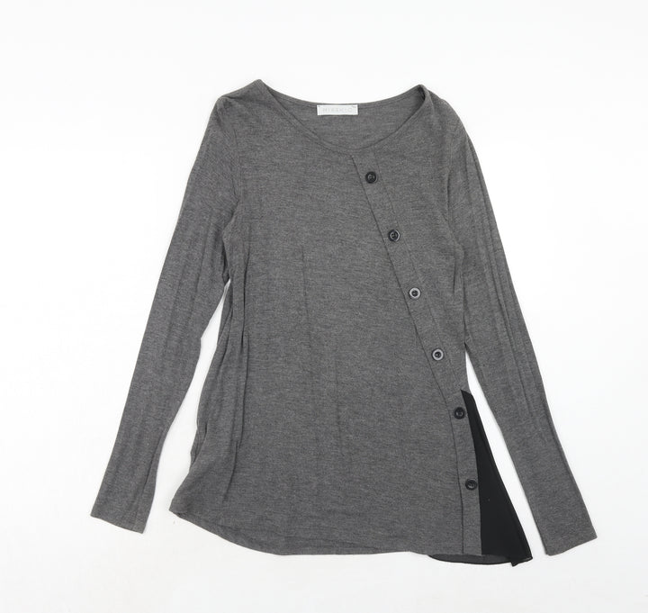 Risskio Womens Grey Round Neck Polyester Pullover Jumper Size S