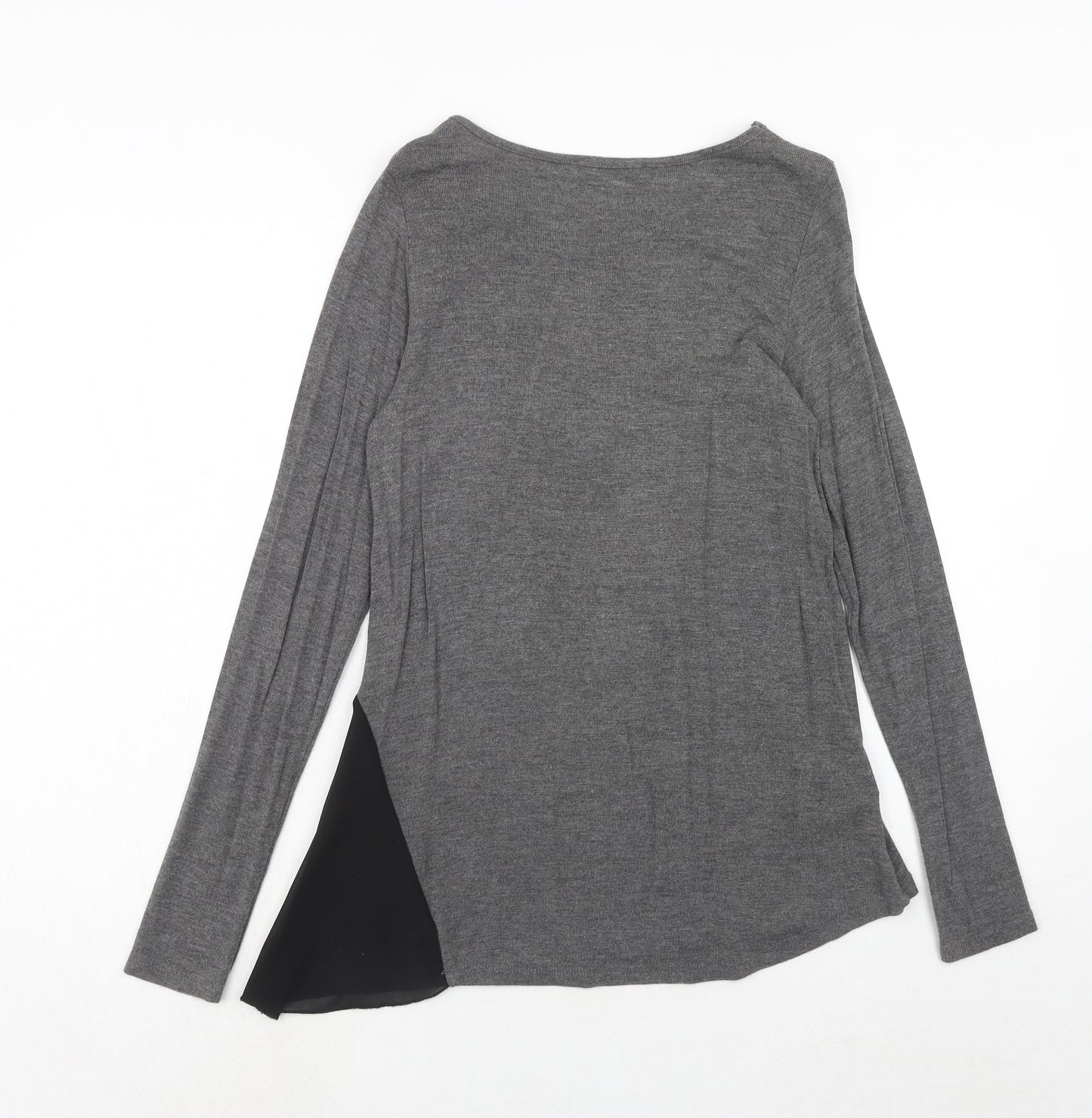 Risskio Womens Grey Round Neck Polyester Pullover Jumper Size S