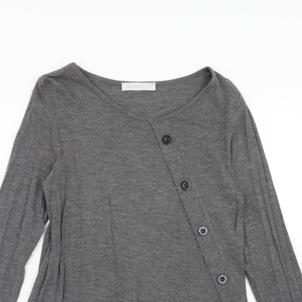 Risskio Womens Grey Round Neck Polyester Pullover Jumper Size S