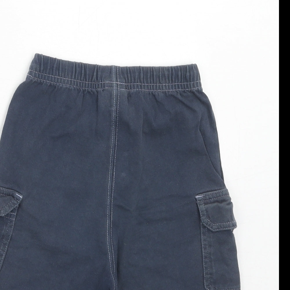 NEXT Boys Blue Cotton Cargo Shorts Size 2 Years Regular Drawstring