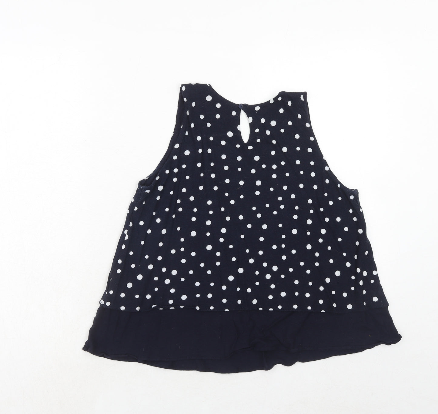 Mango Womens Blue Polka Dot Viscose Basic Tank Size S Round Neck