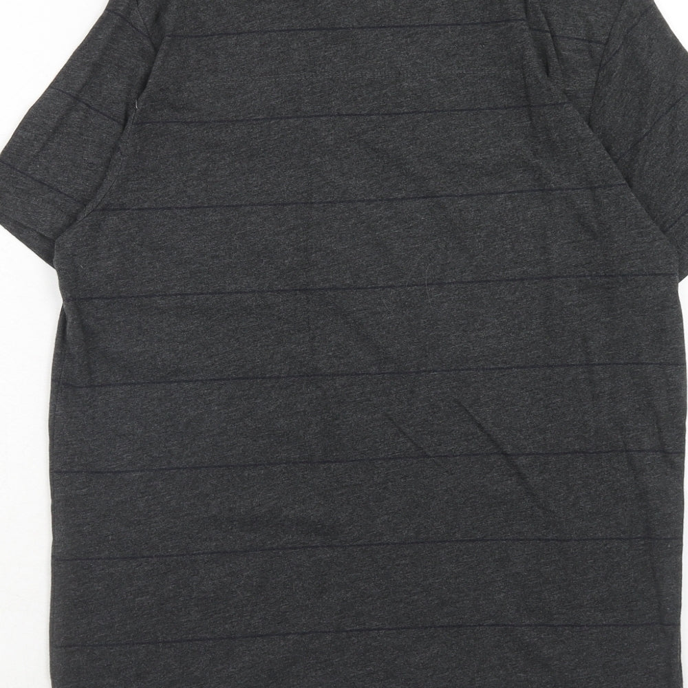 French Connection Mens Grey Striped Cotton T-Shirt Size M Round Neck