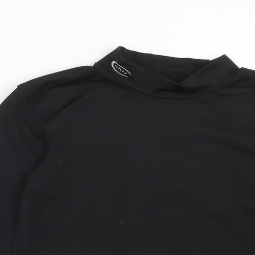 Crane Boys Black Polyester Pullover T-Shirt Size 9-10 Years Mock Neck Pullover