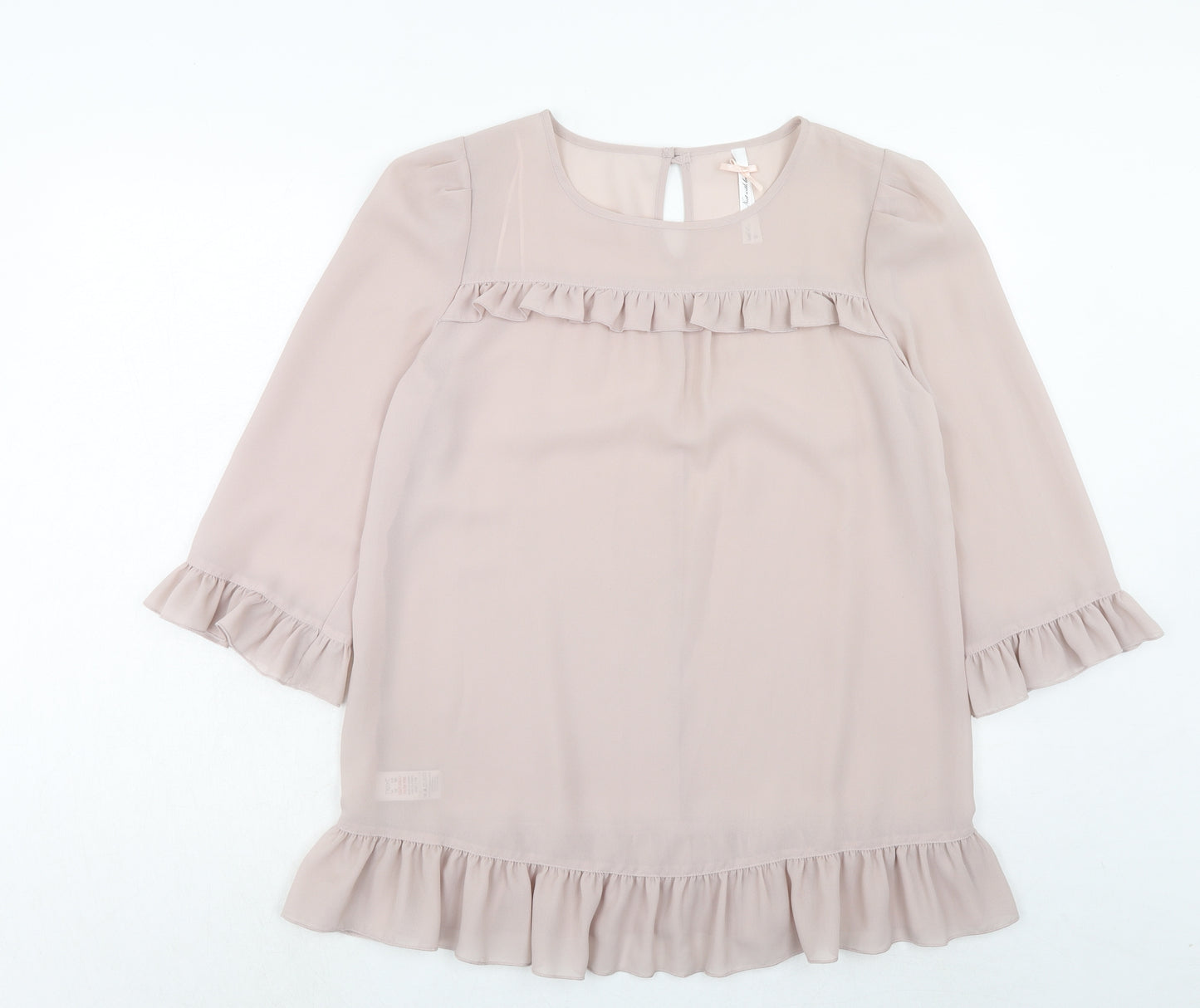 NEXT Womens Pink Polyester Basic Blouse Size 10 Round Neck