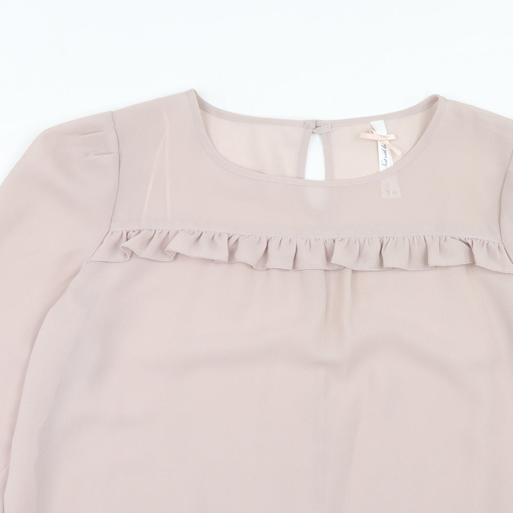 NEXT Womens Pink Polyester Basic Blouse Size 10 Round Neck