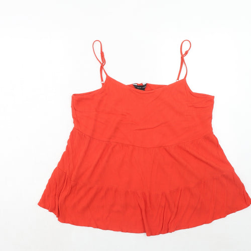 New Look Womens Orange Viscose Basic Tank Size 16 Round Neck