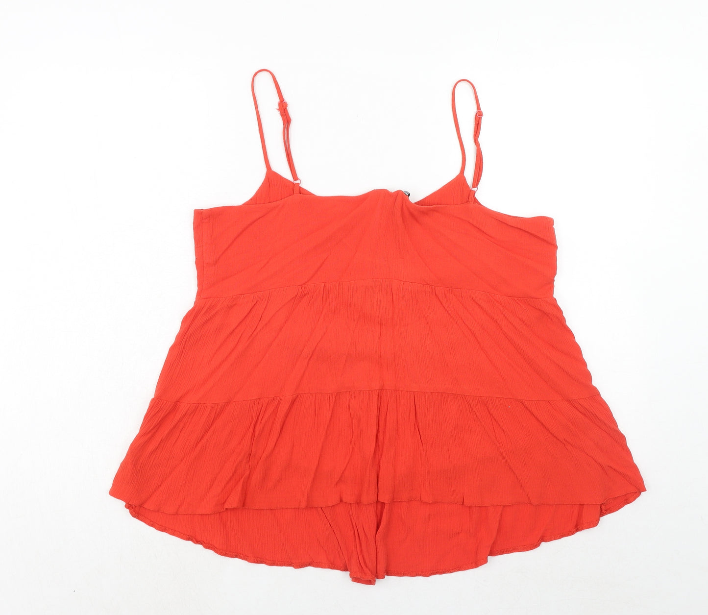 New Look Womens Orange Viscose Basic Tank Size 16 Round Neck