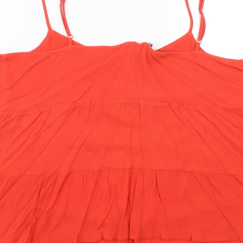 New Look Womens Orange Viscose Basic Tank Size 16 Round Neck