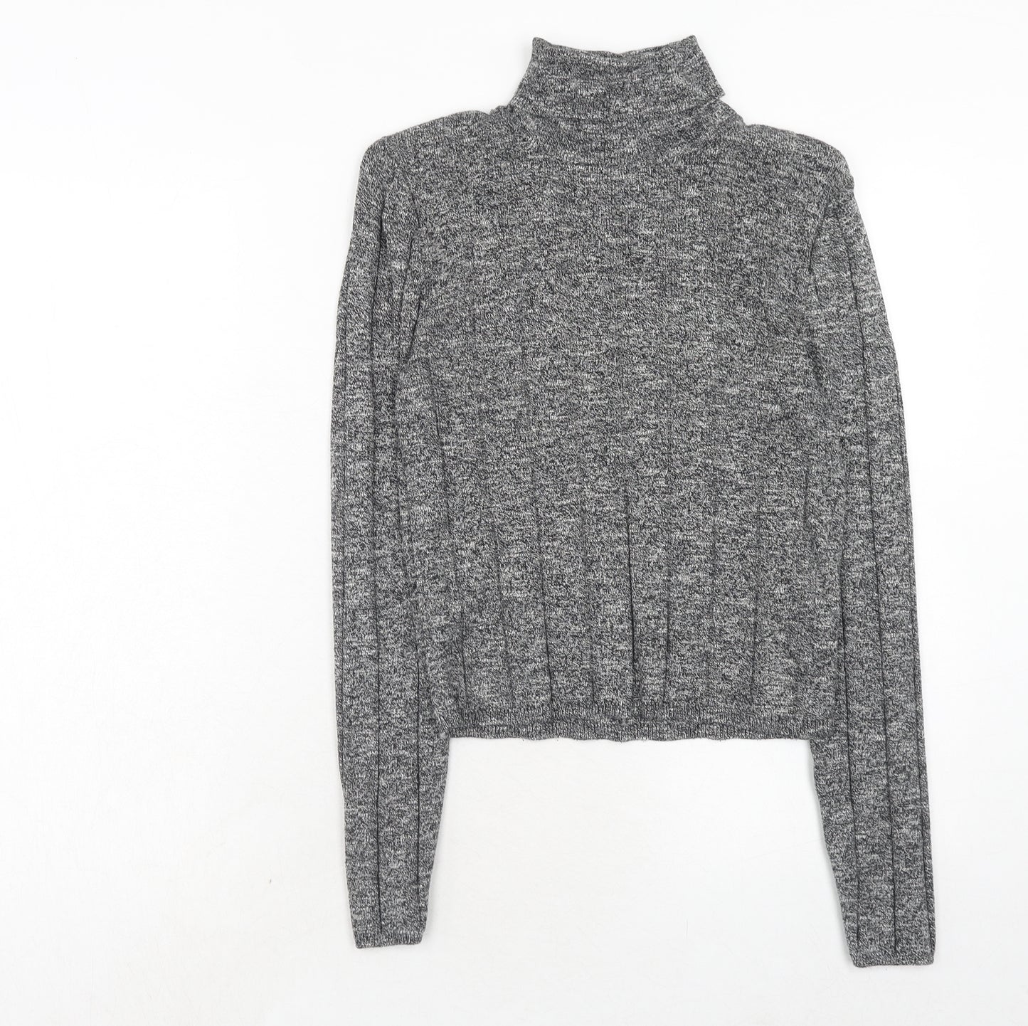 New Look Womens Grey Roll Neck Cotton Pullover Jumper Size 12