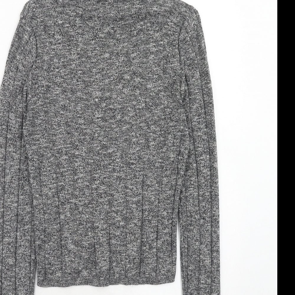 New Look Womens Grey Roll Neck Cotton Pullover Jumper Size 12