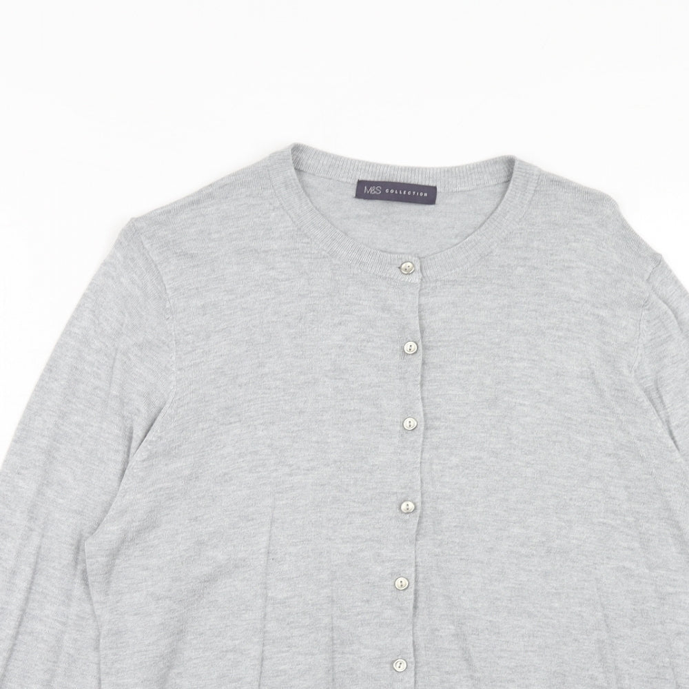 Marks and Spencer Womens Grey Round Neck Viscose Cardigan Jumper Size 18