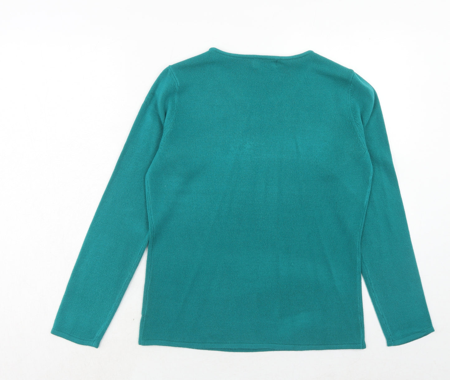 Bonmarché Womens Blue Round Neck Acrylic Pullover Jumper Size S