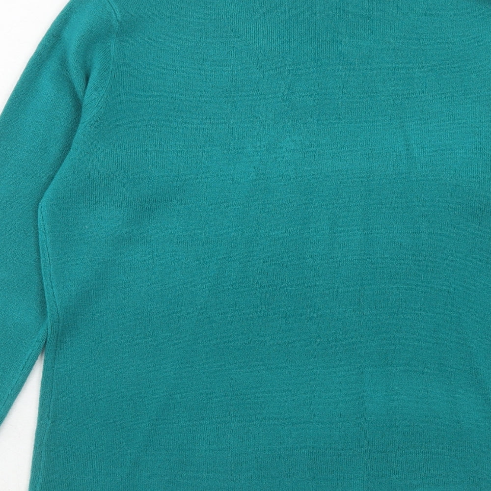 Bonmarché Womens Blue Round Neck Acrylic Pullover Jumper Size S