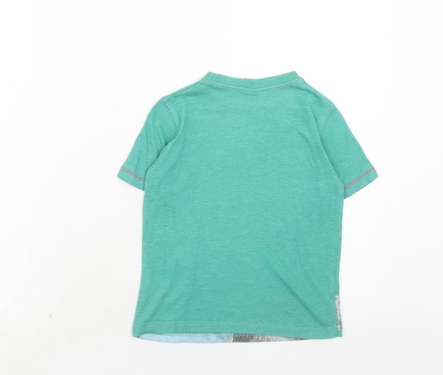 NEXT Boys Green Cotton Pullover T-Shirt Size 4 Years Round Neck Pullover - Monkey