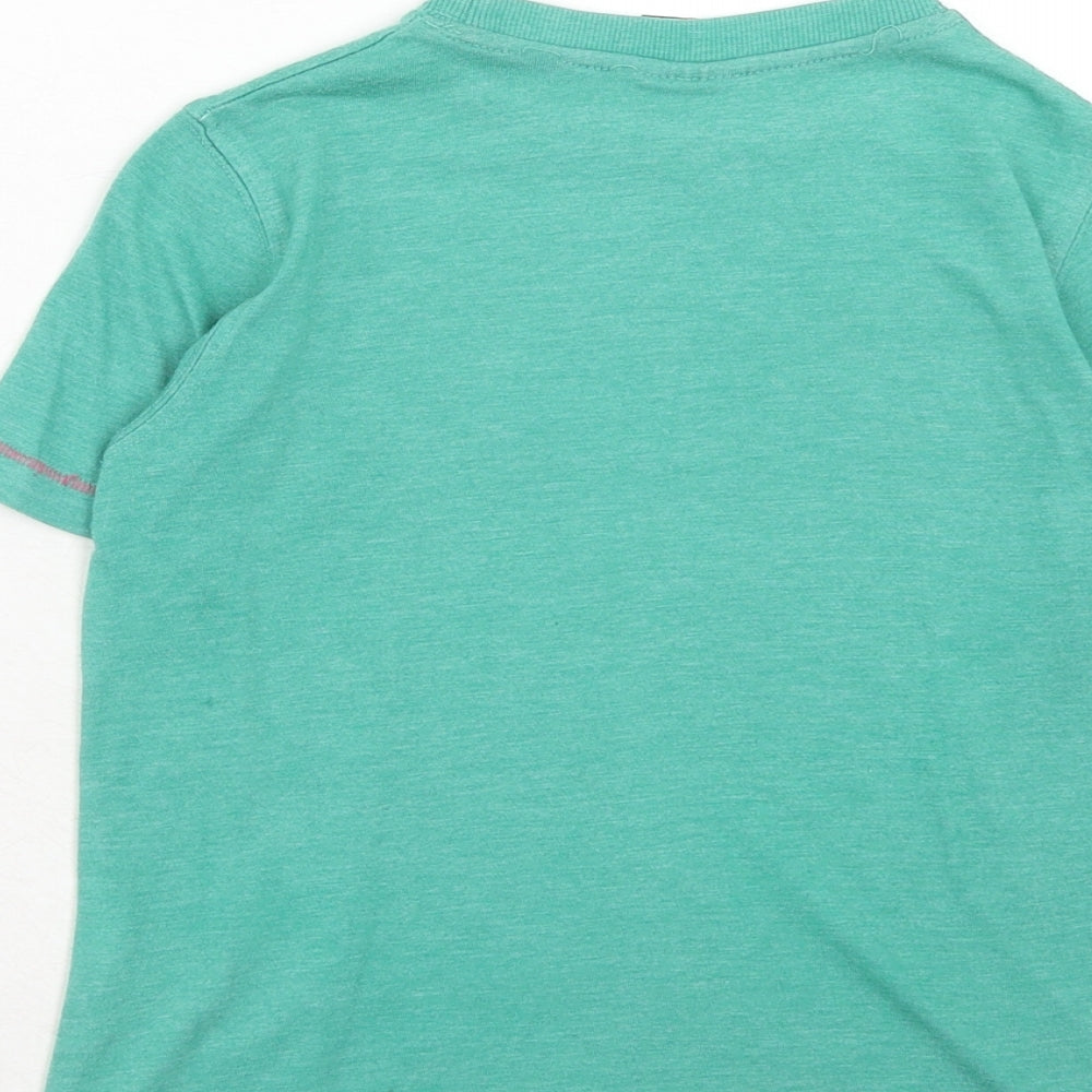 NEXT Boys Green Cotton Pullover T-Shirt Size 4 Years Round Neck Pullover - Monkey