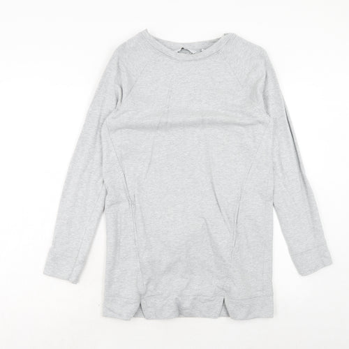 NEXT Womens Grey Cotton Jumper Dress Size 8 Boat Neck Pullover