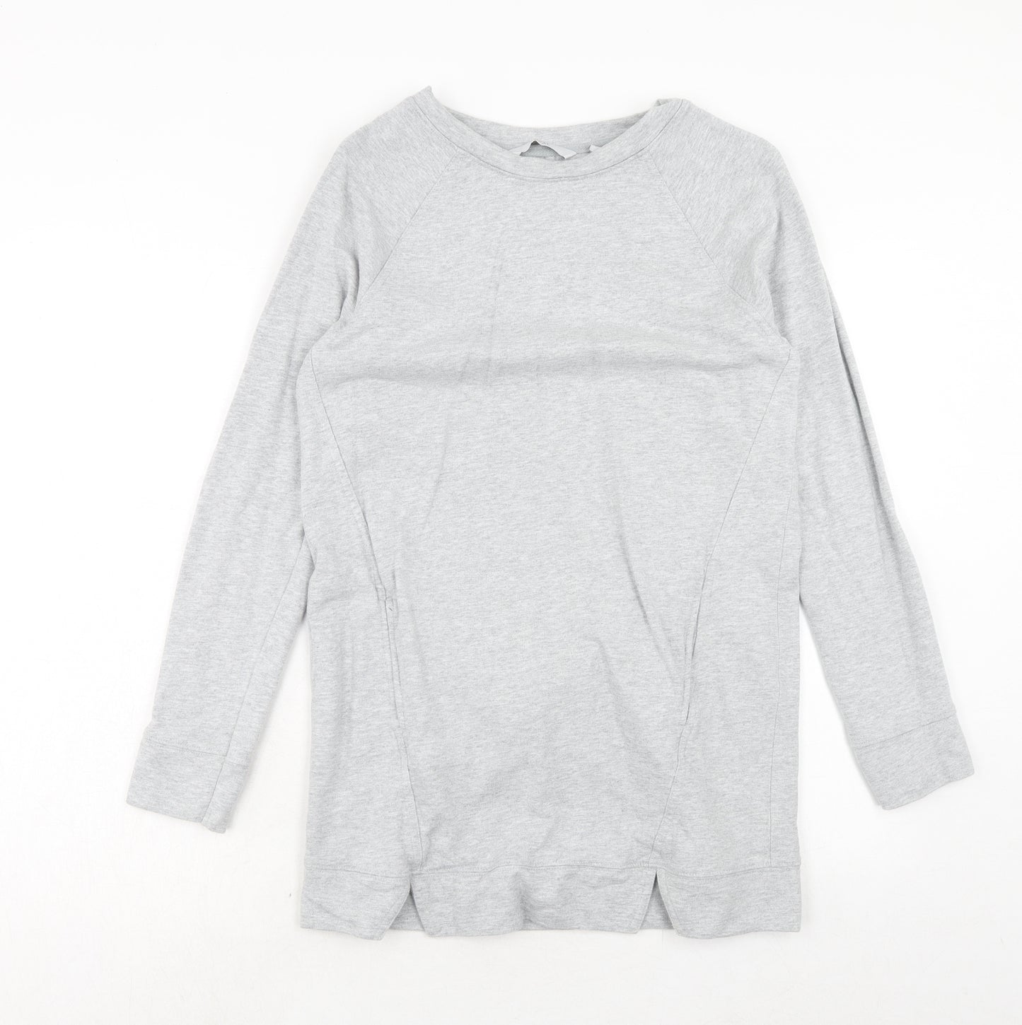 NEXT Womens Grey Cotton Jumper Dress Size 8 Boat Neck Pullover
