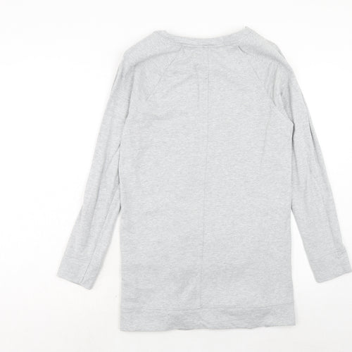 NEXT Womens Grey Cotton Jumper Dress Size 8 Boat Neck Pullover
