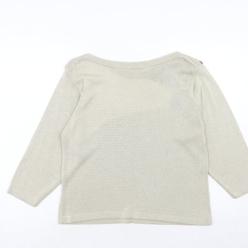 Alexara Womens Beige Boat Neck Acrylic Pullover Jumper Size L