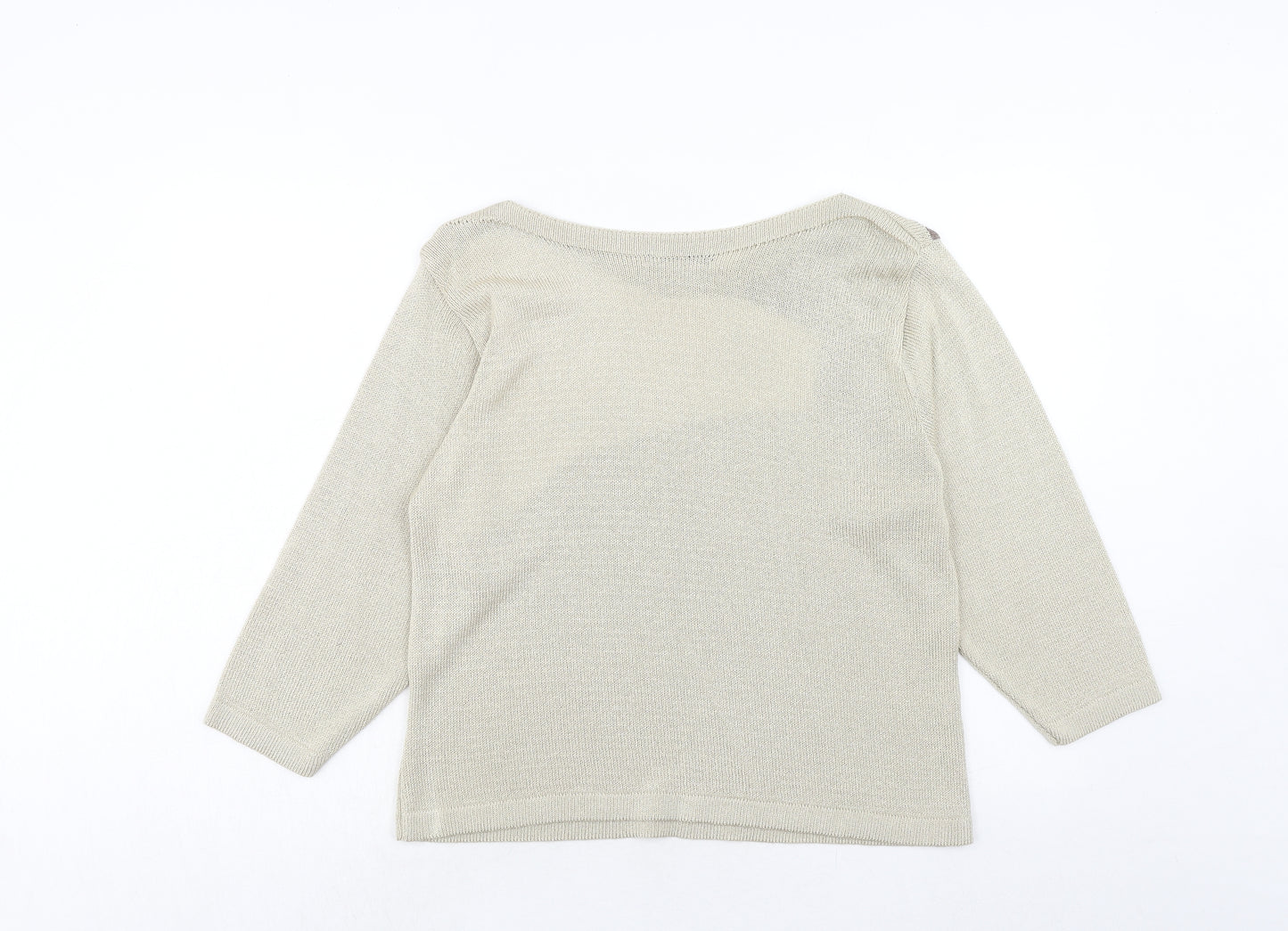 Alexara Womens Beige Boat Neck Acrylic Pullover Jumper Size L