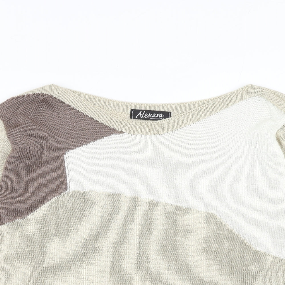 Alexara Womens Beige Boat Neck Acrylic Pullover Jumper Size L