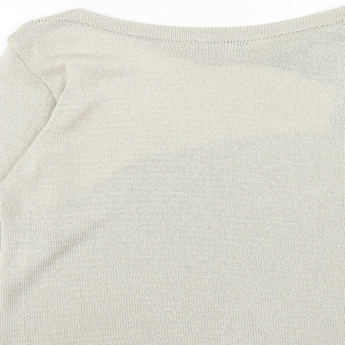 Alexara Womens Beige Boat Neck Acrylic Pullover Jumper Size L