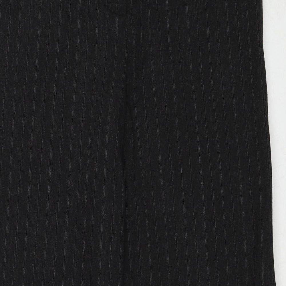 Marks and Spencer Womens Black Striped Polyester Dress Pants Trousers Size 10 Regular Zip