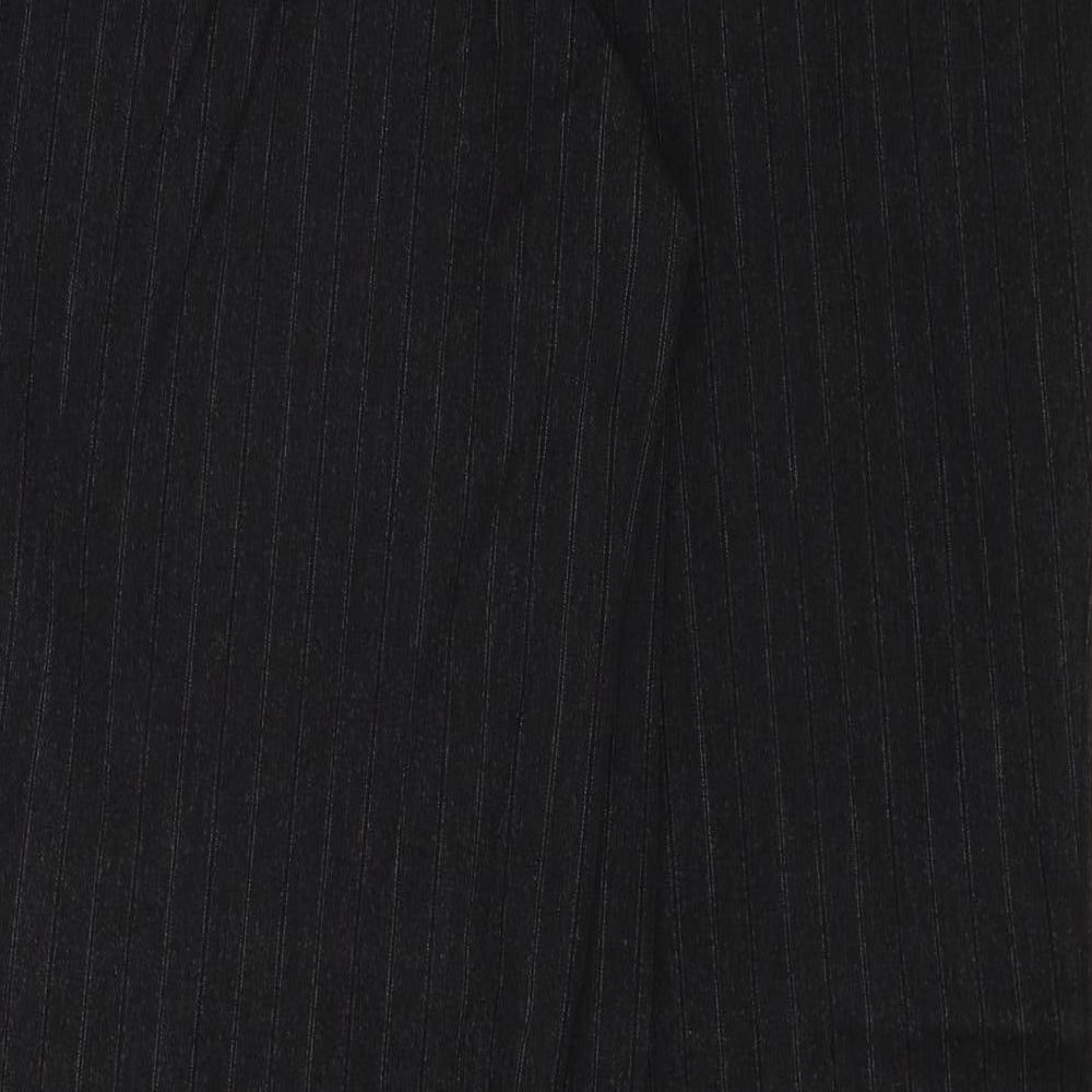 Marks and Spencer Womens Black Striped Polyester Dress Pants Trousers Size 10 Regular Zip