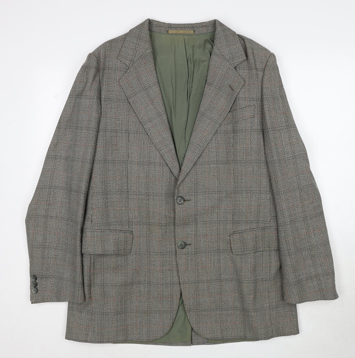 Weidemann Mens Grey Geometric Polyester Jacket Suit Jacket Size 44 Regular