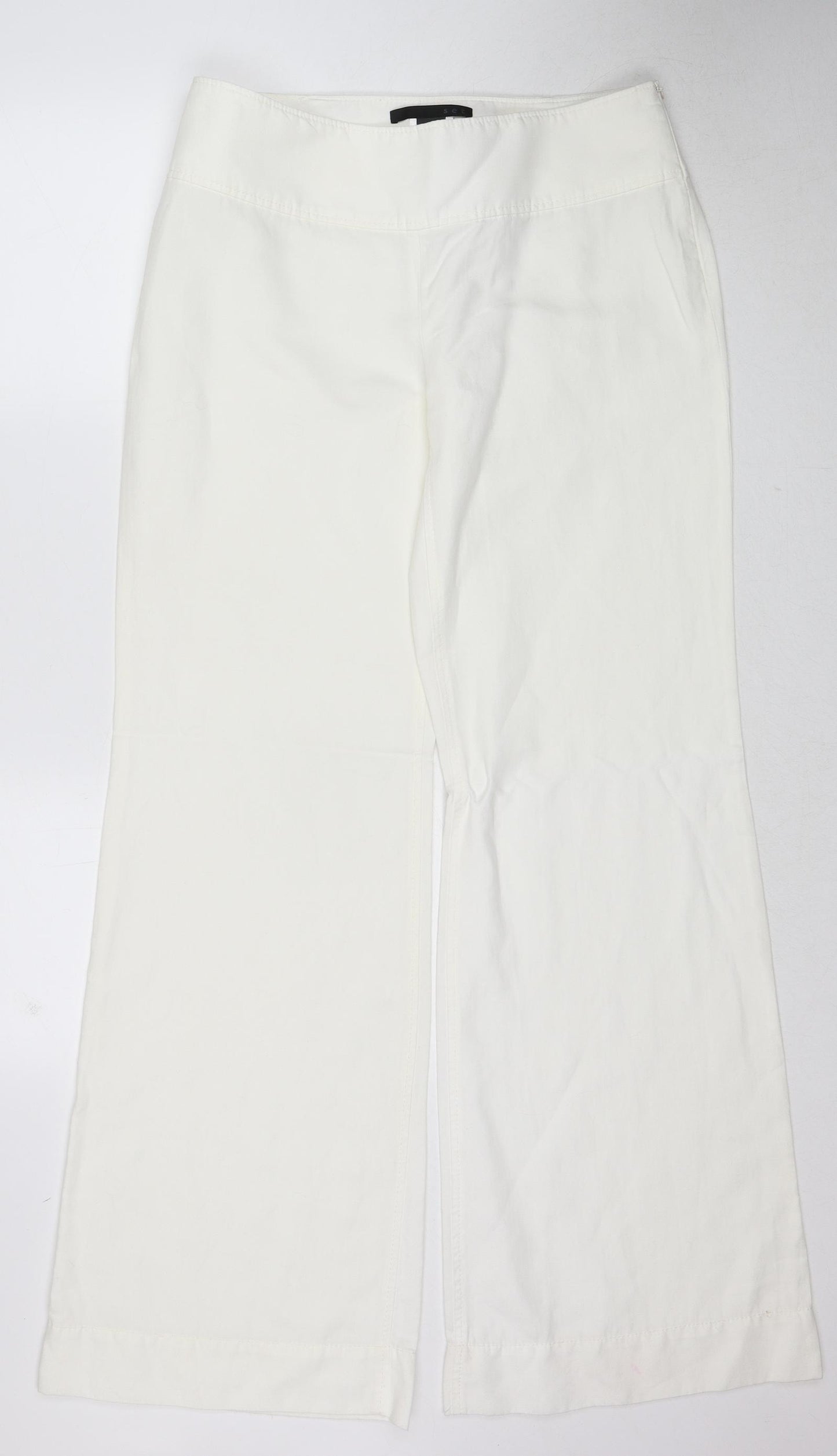 Set Womens White Linen Trousers Size 16 Regular Zip