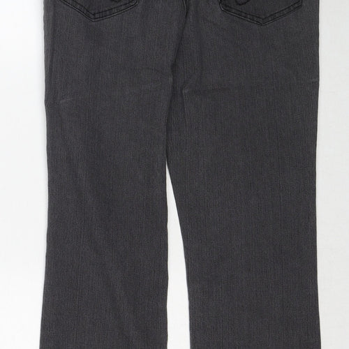 Savoir Womens Grey Cotton Bootcut Jeans Size 12 Slim Zip - Embroidered Pockets