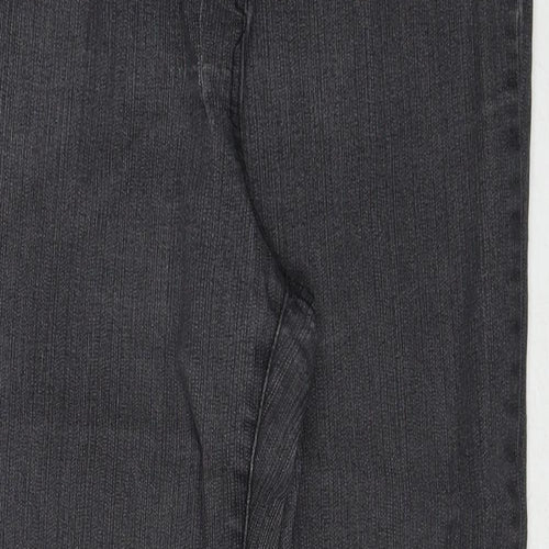 Savoir Womens Grey Cotton Bootcut Jeans Size 12 Slim Zip - Embroidered Pockets