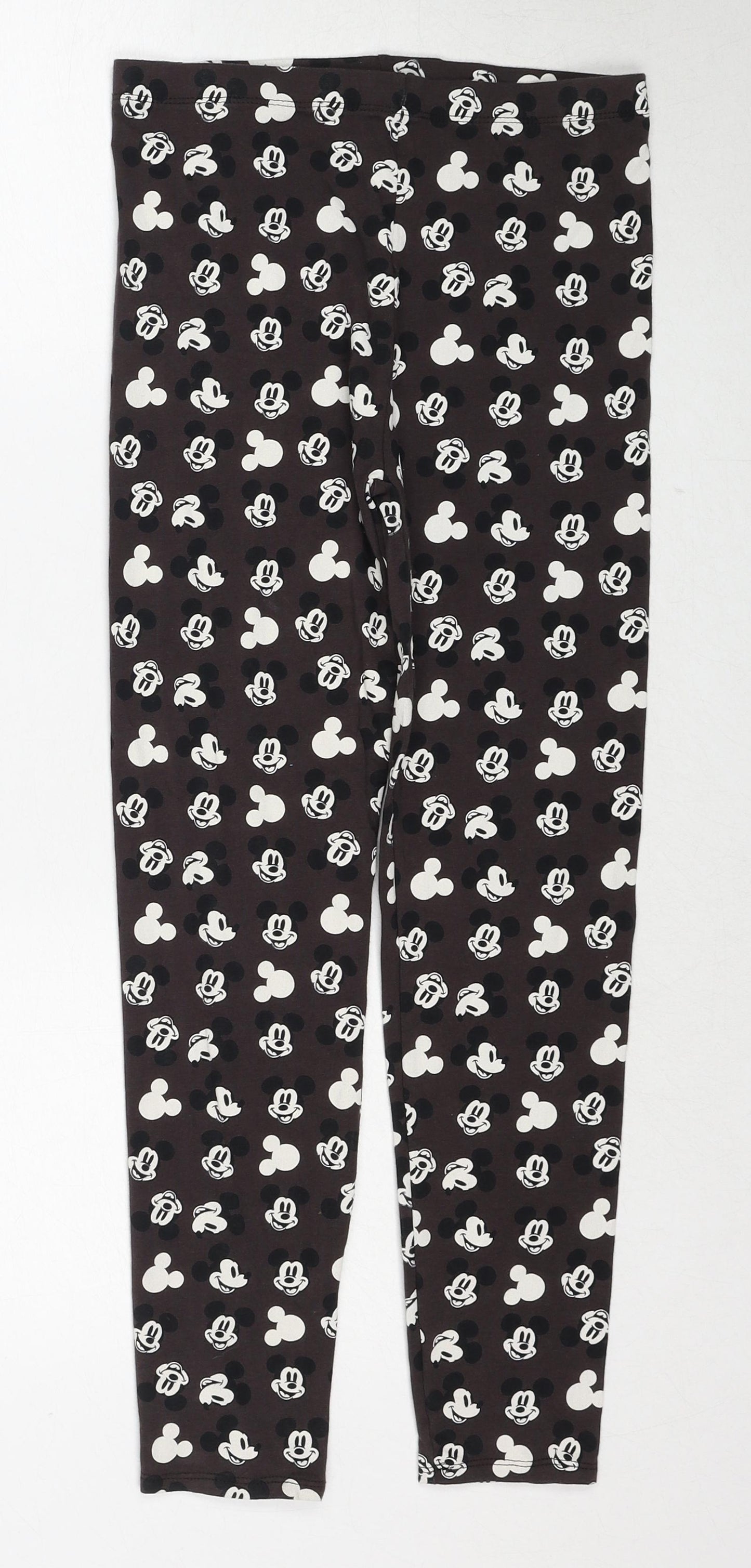 Disney Girls Brown Geometric Cotton Jogger Trousers Size 14-15 Years Regular Pullover - Mickey Mouse Leggings
