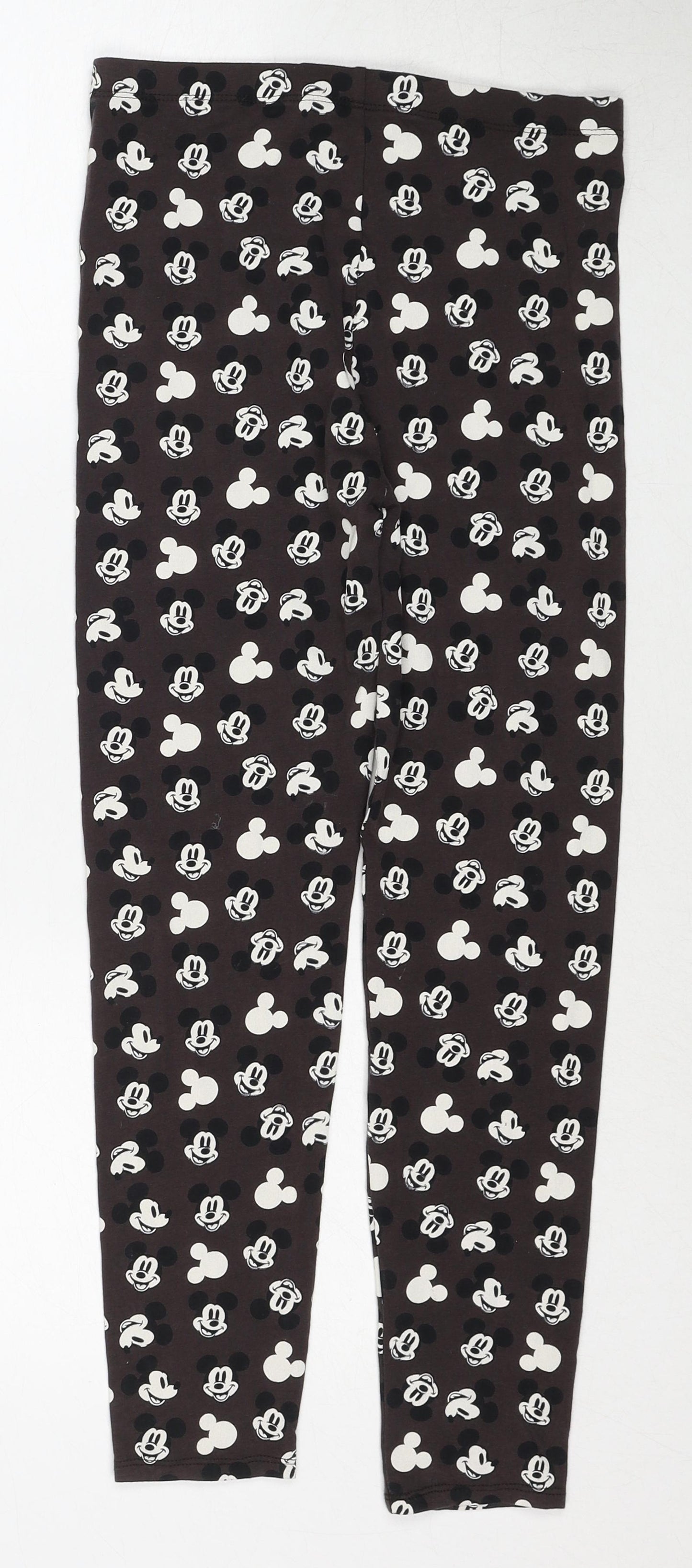 Disney Girls Brown Geometric Cotton Jogger Trousers Size 14-15 Years Regular Pullover - Mickey Mouse Leggings