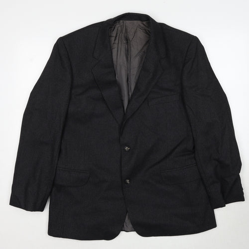 Hector Jones Mens Black Polyester Jacket Suit Jacket Size 38 Regular
