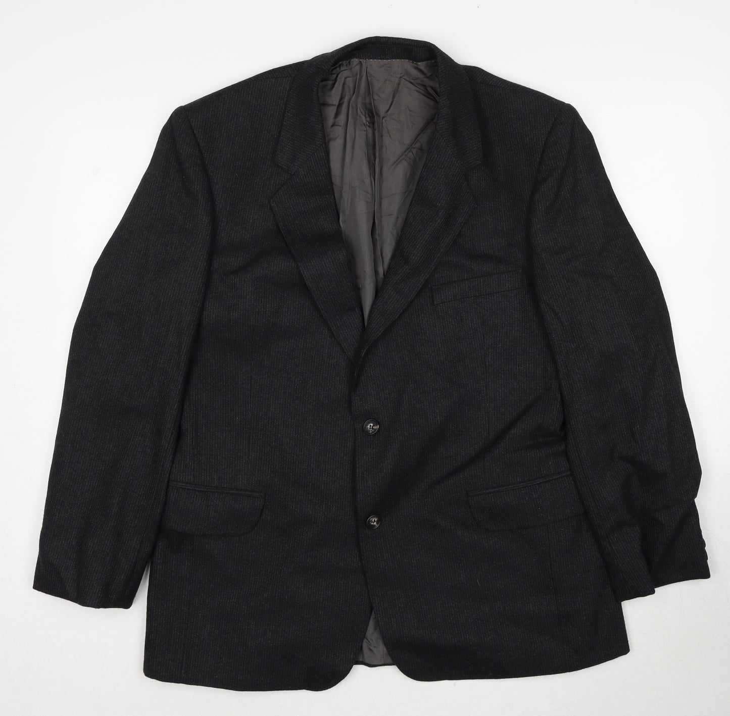 Hector Jones Mens Black Polyester Jacket Suit Jacket Size 38 Regular