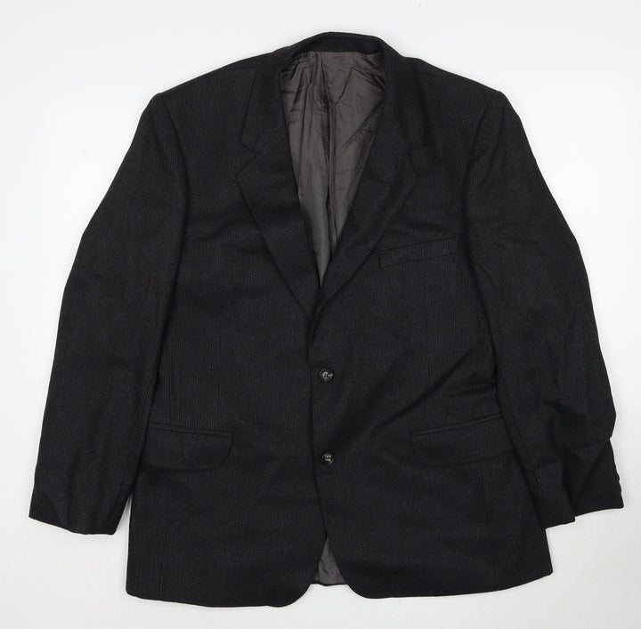 Hector Jones Mens Black Polyester Jacket Suit Jacket Size 38 Regular