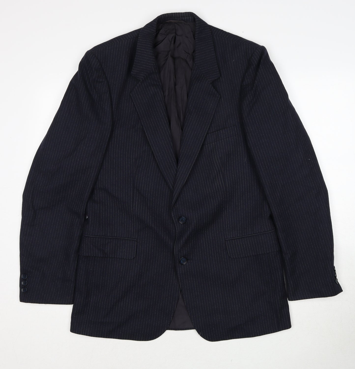 Anthony Loretto Mens Blue Striped Wool Jacket Suit Jacket Size 40 Regular