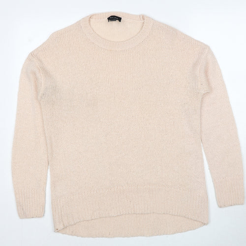 New Look Womens Beige Round Neck Polyester Pullover Jumper Size S